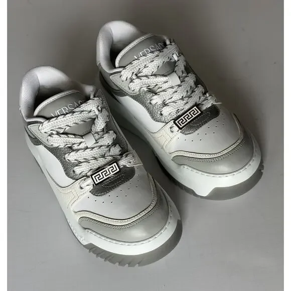 Versace Odissea Mens Leather White/Gray Sneakers 11.5 US (44.5) 1015437 NIB $950